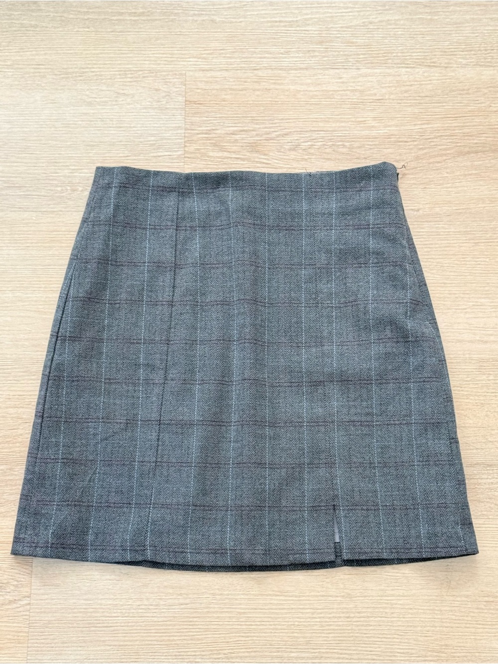 LOFT Gray Plaid Mini Skirt